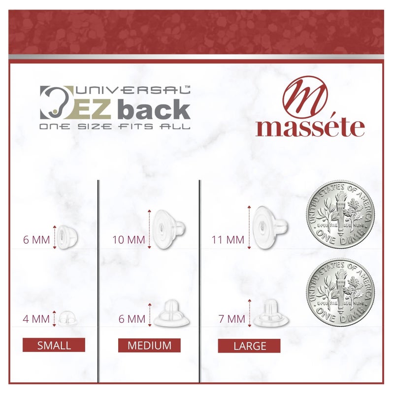 UNIVERSAL EZ back Universal EZback Earring Backs Soft Clear Silicone and Sterling Silver Small 1 Pair - Image 4